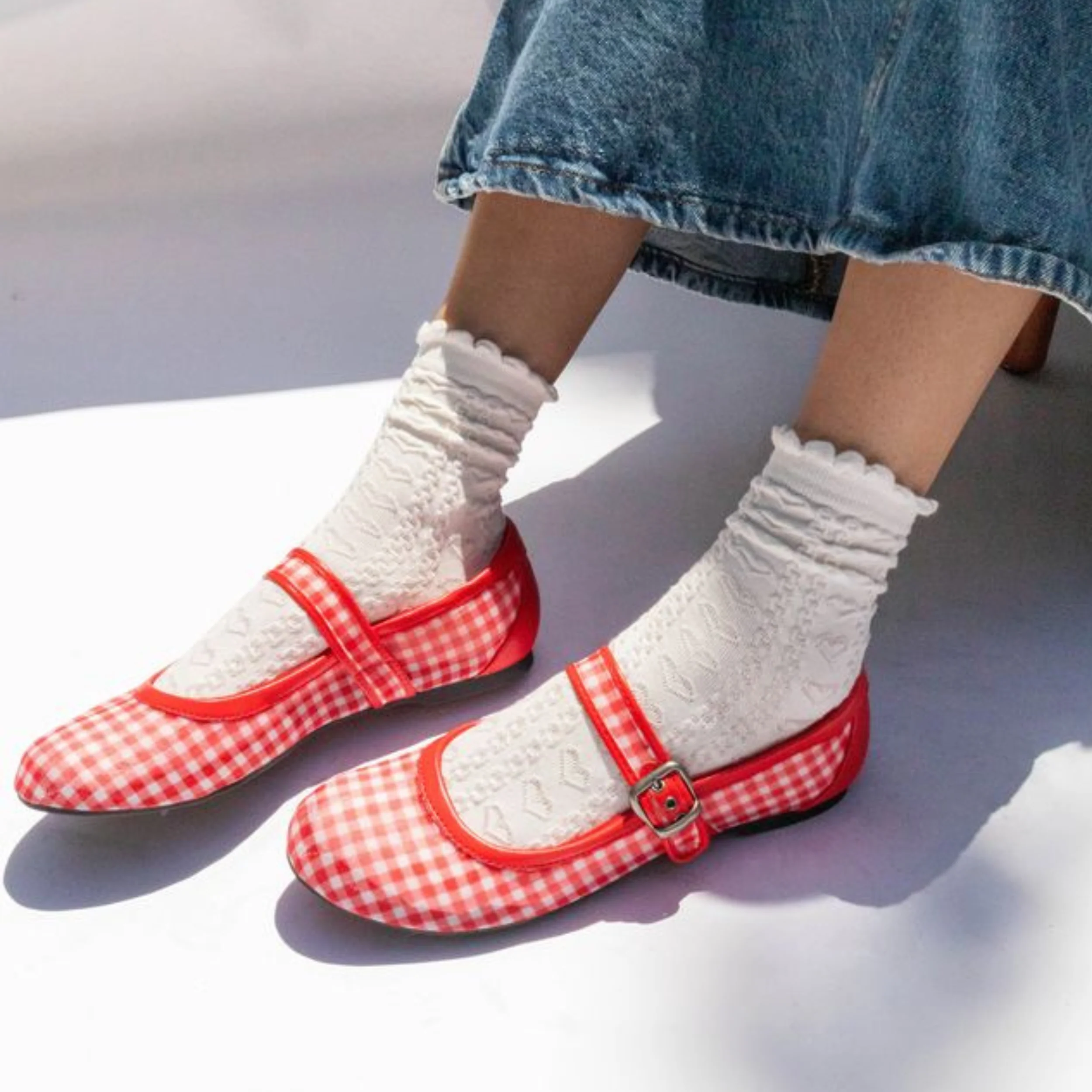 Emma Red Gingham Ballet Flat - Image 2